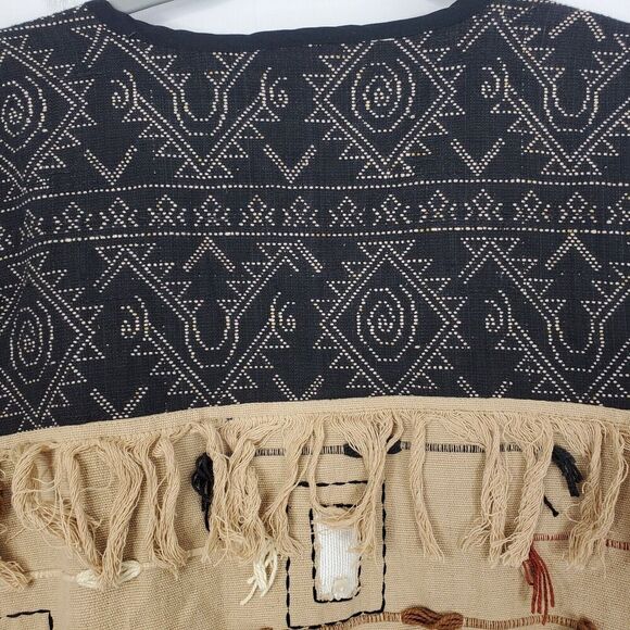 Vintage New Directions Jacket Patchwork Fringe Granny Cabincore Unique Womens S - Picture 8 of 11